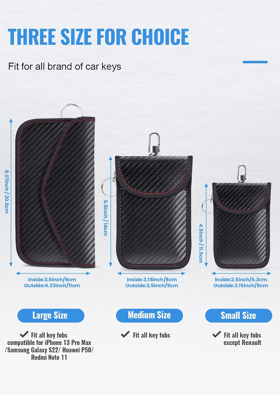 Faraday Key Fob Pouches 2 Pack, RFID Signal Blocking Bags For Car Keys, Remote Protectors And Keyless Entry photo 2