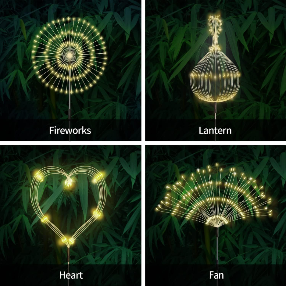 4 Pack Solar Firework Garden Lights, 120 LED Warm White Starburst Lights photo 5