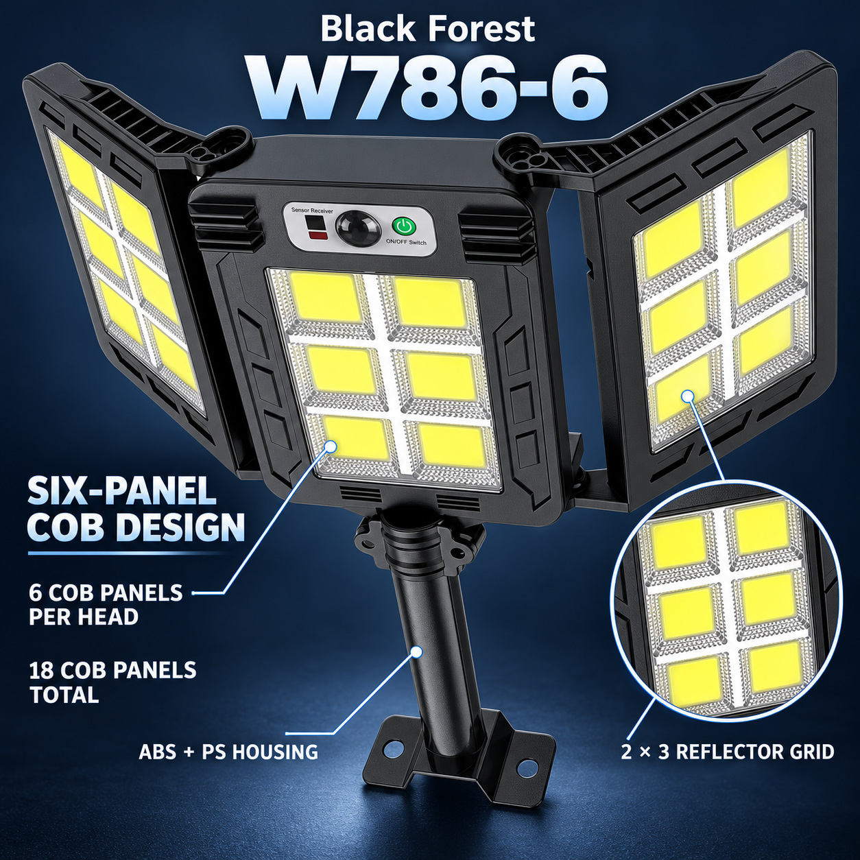Solar Powered Rechargeable Motion Sensor COB LED Work Light 3000mAh For Auto W786 6 2 photo 3