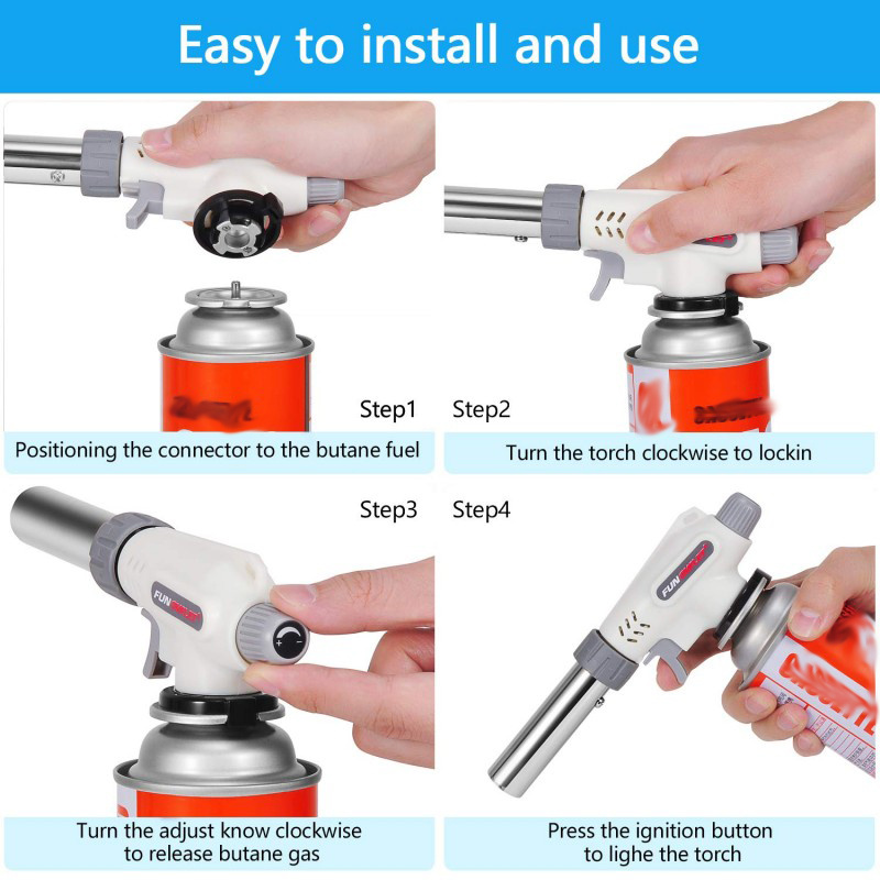 Professional Butane Kitchen Blowtorch With Adjustable Flame And 360-degree Rotation For Sous Vide, Caramelization, Baking And Grilling - Easy And Safe Cooking photo 2