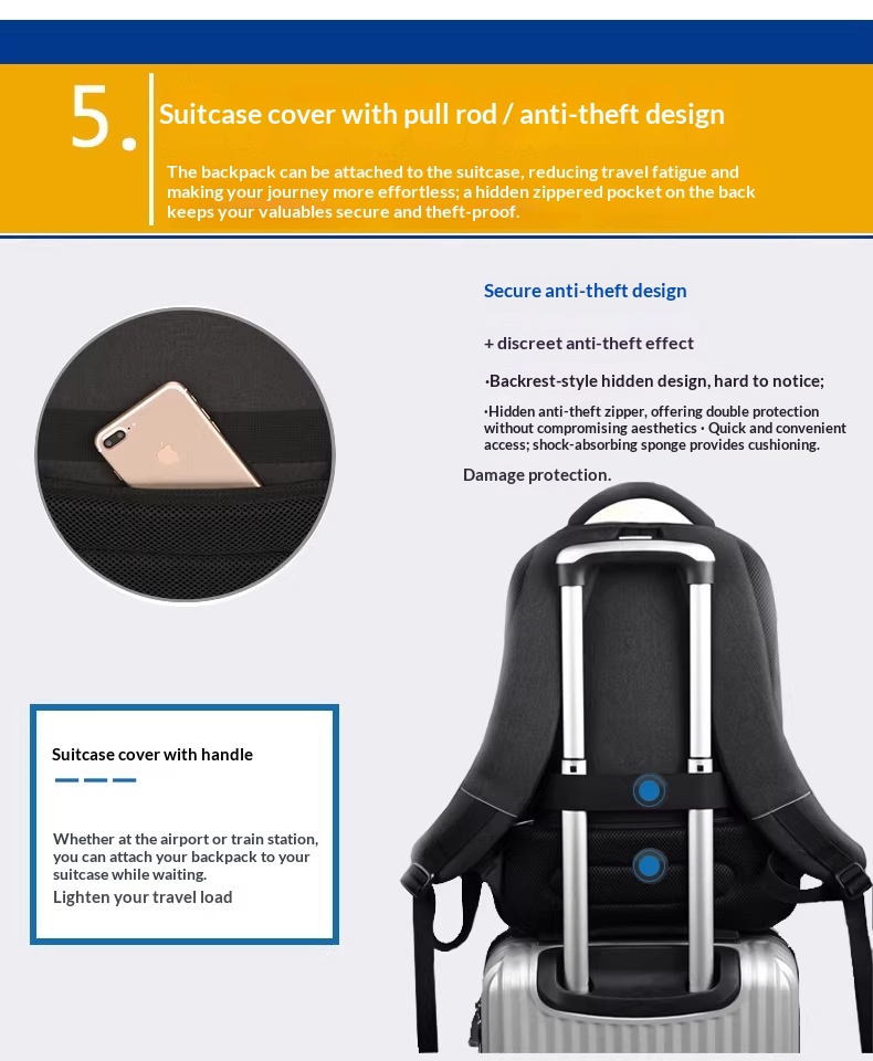 BC Men's Business Backpack Oxford Cloth Waterproof 16 Inch Large Capacity Multifunctional Computer Backpack Student Backpack Women's Rose Red Standard Edition photo 6
