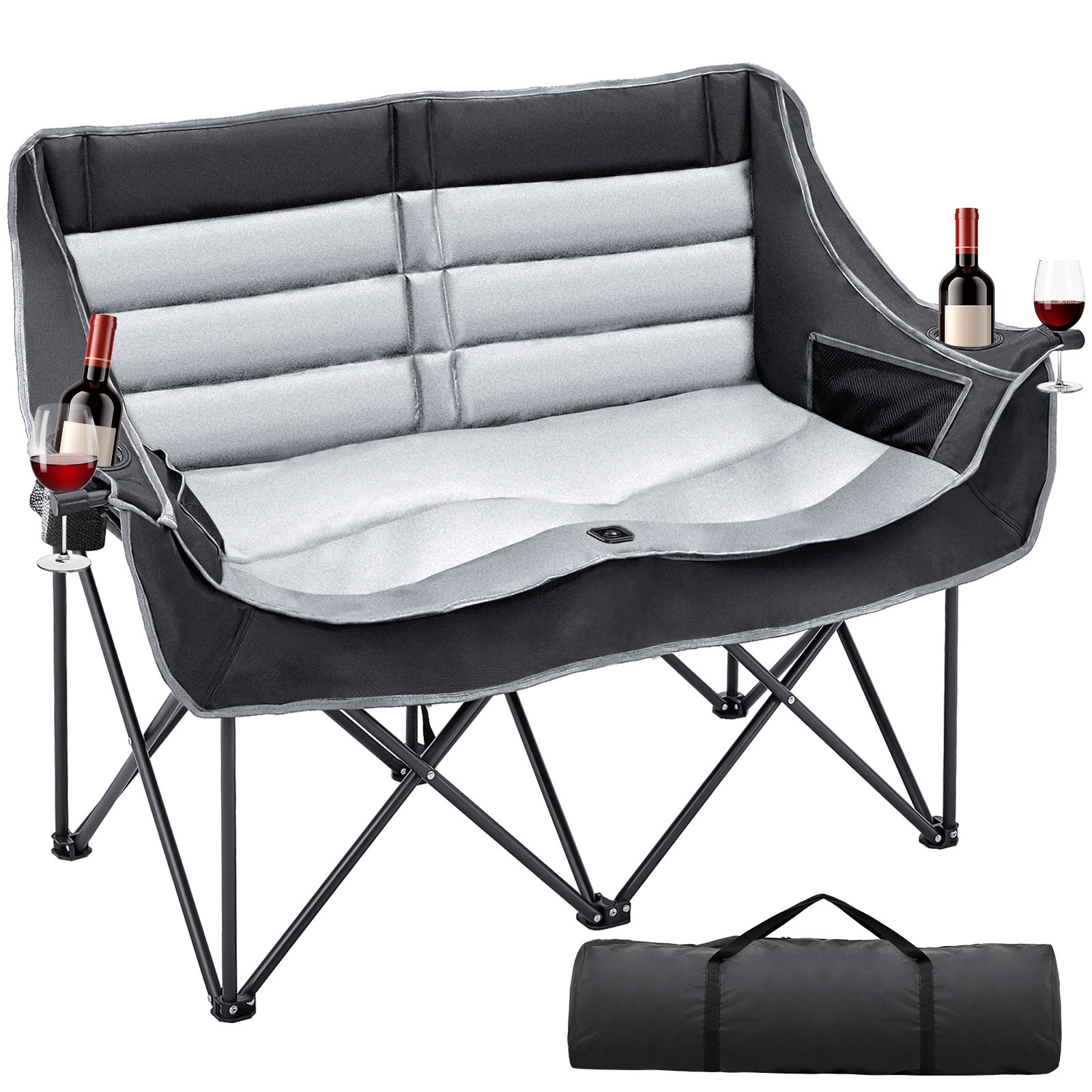 Double Camping Chair, Folding 2 Person Camping Chair Loveseat With Cup Holder photo 6
