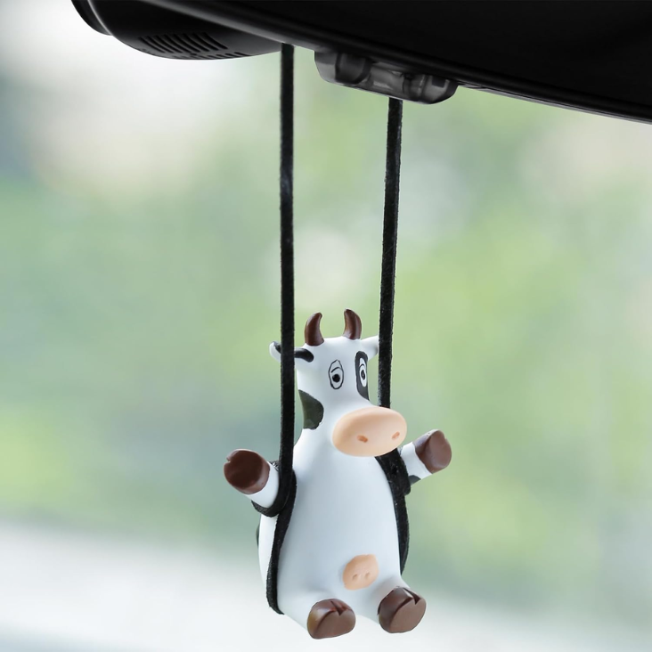 Swinging Cow Car Hanging Ornament  Favorite Farm Animal Car Interior Mirror Decorations, Funny Rear View Mirror Hanging Accessories, Ideal Gift For Animal Lovers Cow photo 1