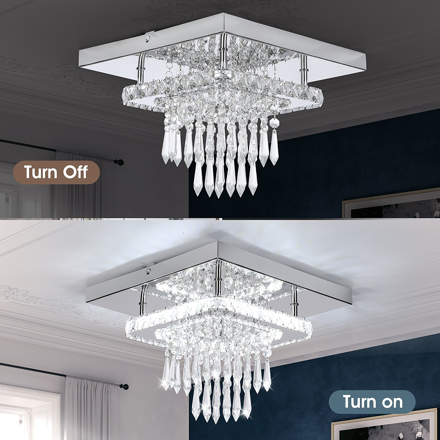 30CM Modern LED Crystal Ceiling Light Square Minimalist Lamp Living Room Bedroom photo 8