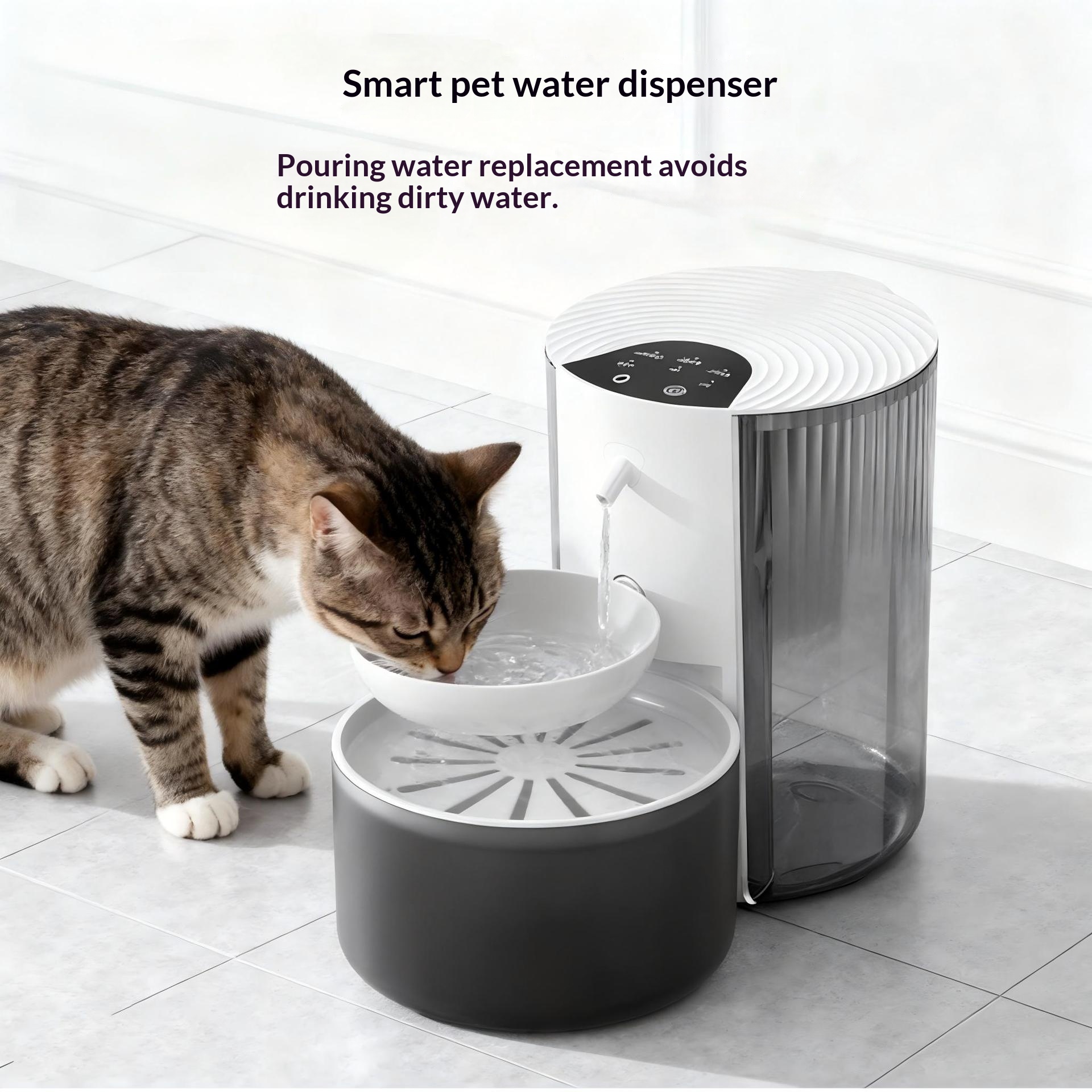 Smart Constant-Temperature 3L Pet Water Fountain With Clean-Water Separation & Tipping Mechanism. photo 3