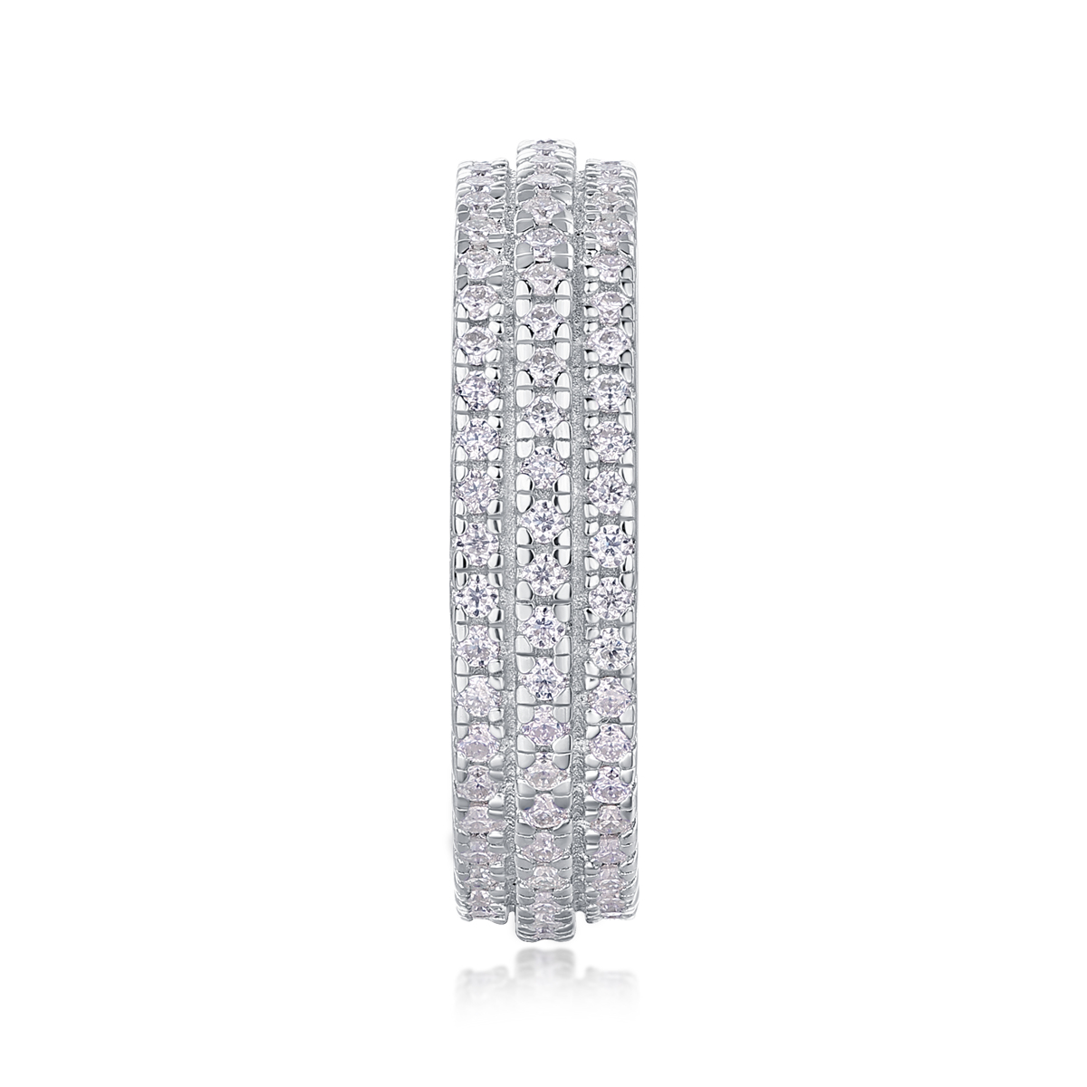 S925 Silver 4.0g Platinum Plated Moissanite Ring, 5.0mm 140pcs D VVS1 Pave Band, GRA Certified US 5-9 photo 5