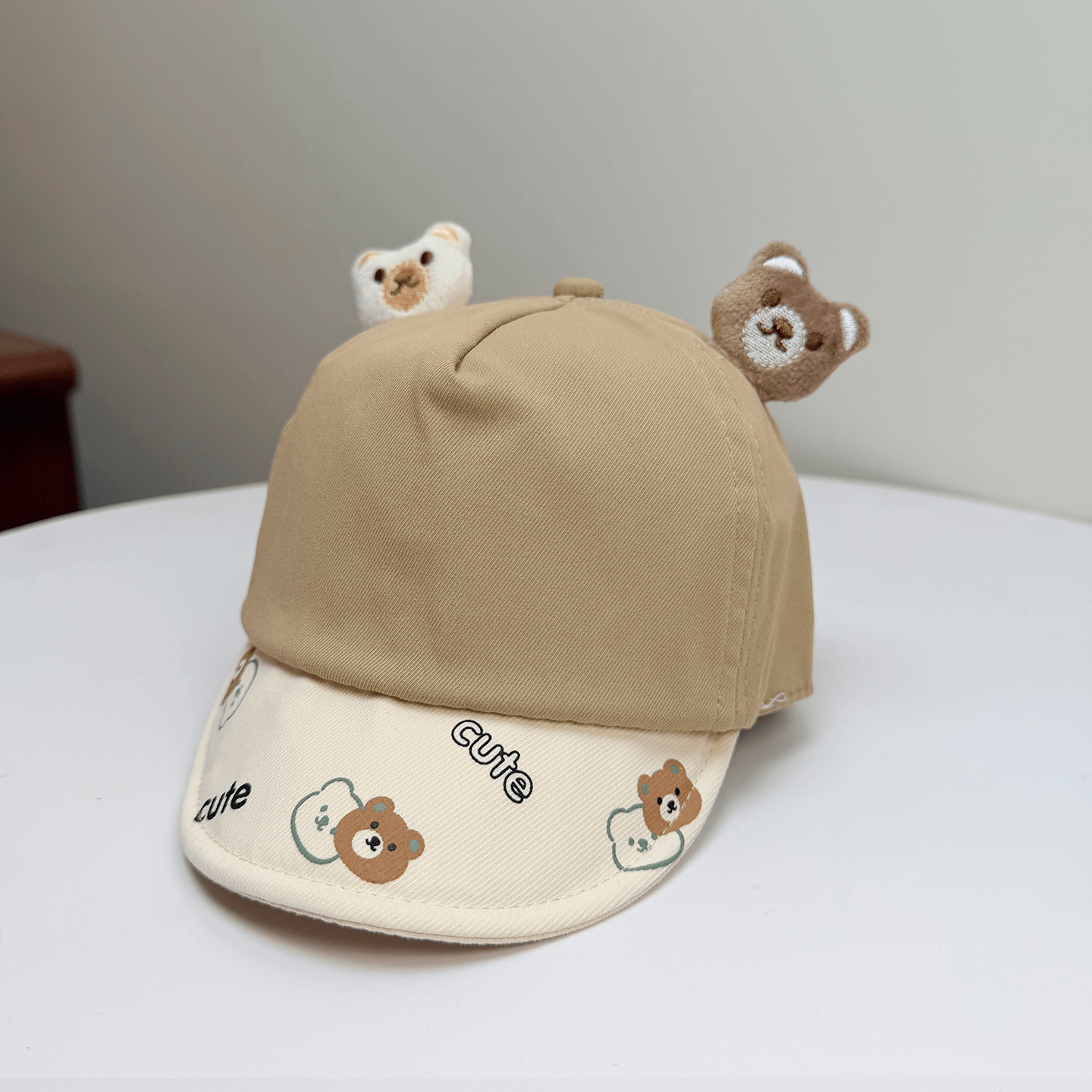 Korean-style Patchwork Printed Lettering Soft Brimmed Baseball Cap With Three-dimensional Plush Bear Ears And Baby Style Cap photo 5