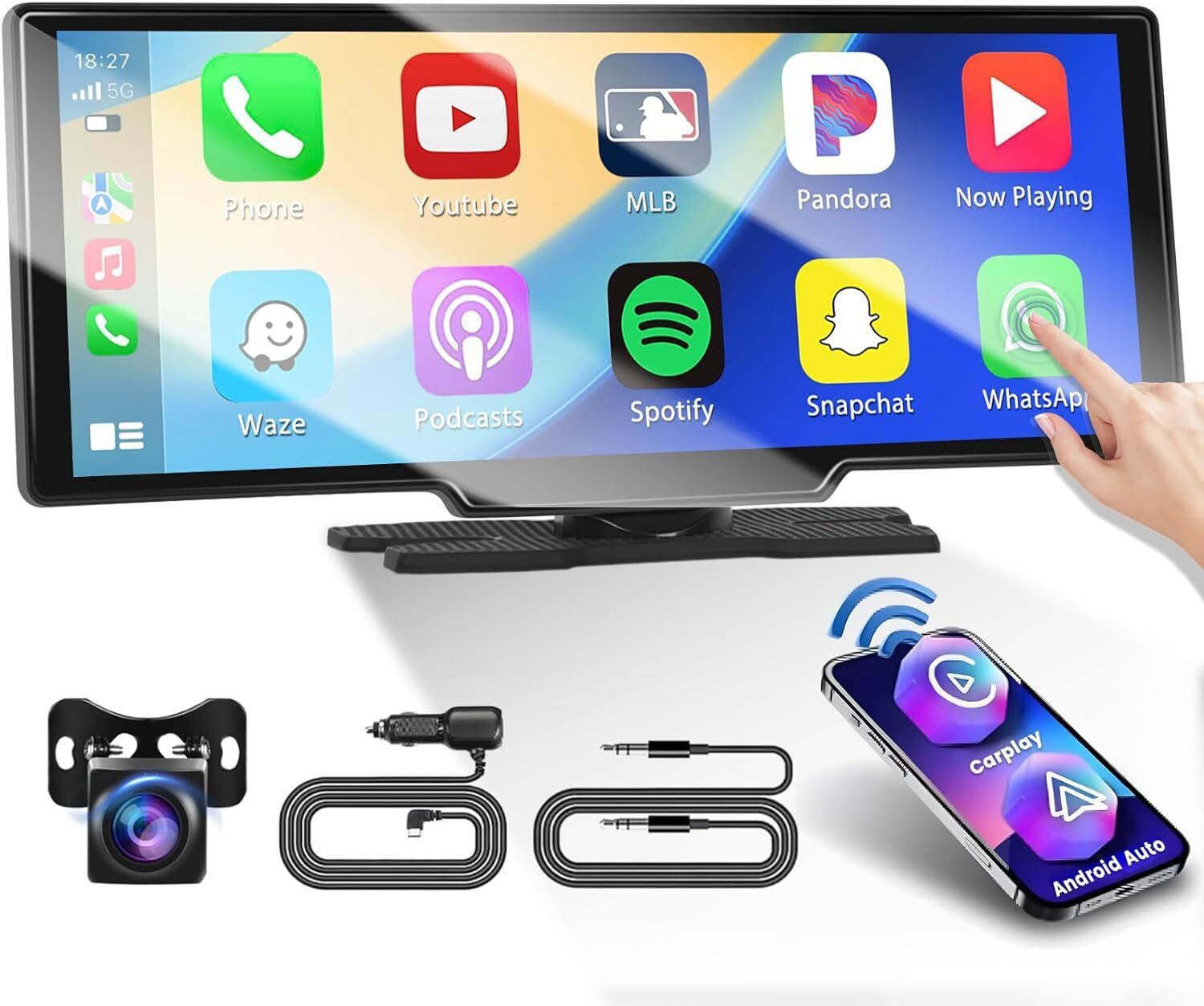 4K 10.2in Touch Dash Camera Cam Dual Car Recorder For CarPlay Android Auto OZ photo 1