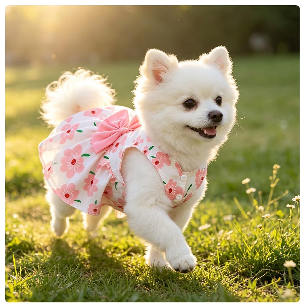 3 Pack Pet Dog Dress, Dog Dresses For Small Girl, Floral Sleeveless Summer Clothes For Small Pet Dogs Cats, Girl Dog Clothes photo 3