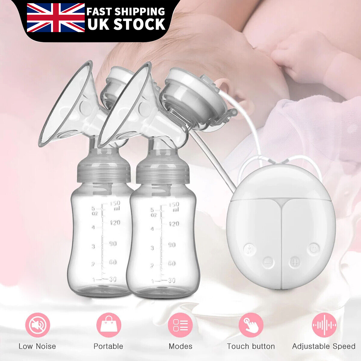 Automatic Double Electric Breast Pump And  Lid & Nipple Kit & Efficient Breastfeeding Pump photo 1