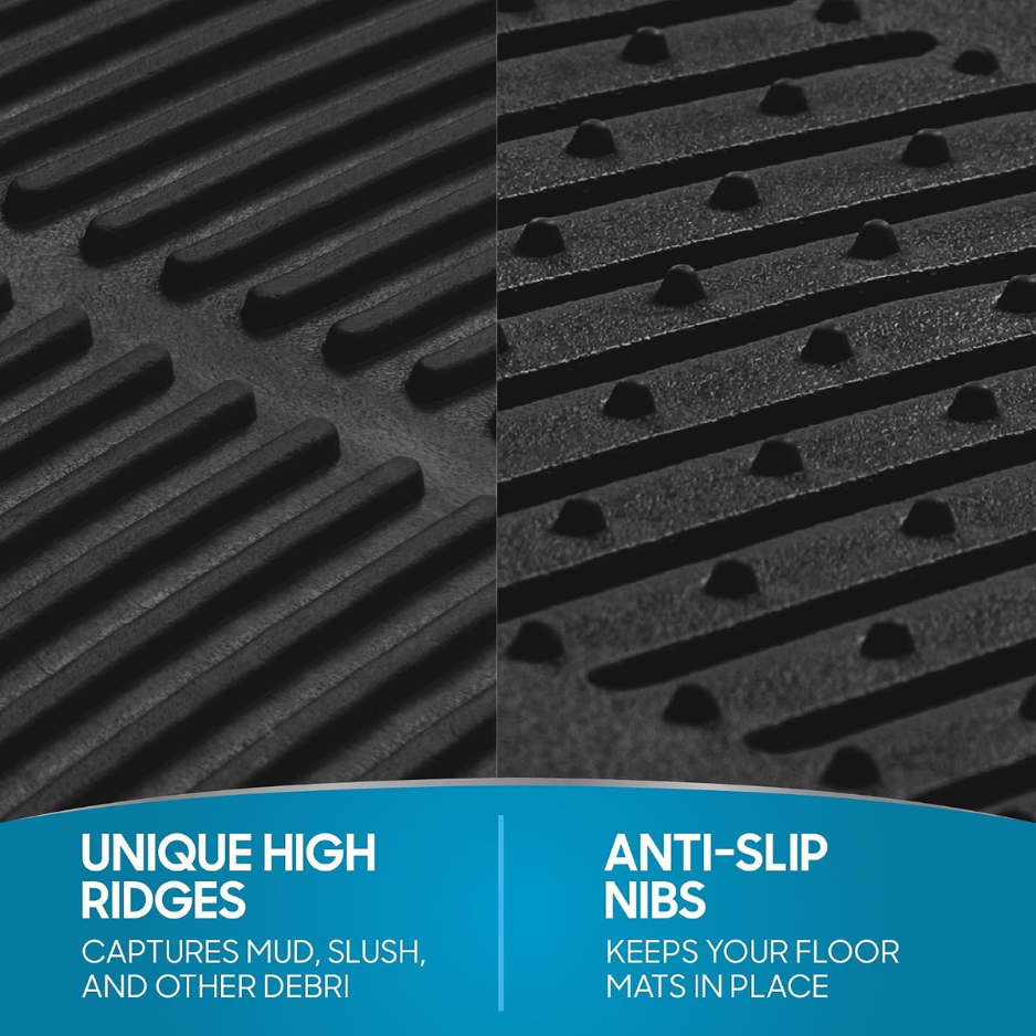 BLACK Floor Mats For Cars Trucks SUV, 4-Piece All-Weather Car Mats With Universal Fit Design, Durable Car Floor Mat With Capture Ridges, Waterproof Rubber Floor Mat For Cars photo 8