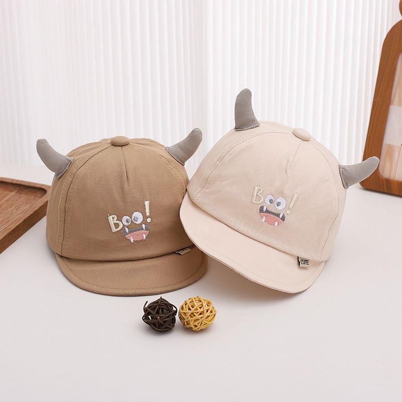 Summer Baby 3D Horned Monster Boo Monster Cute Expression Embroidered Soft Cute Kids' Style Baseball Cap Suitable For Daily Use photo 4
