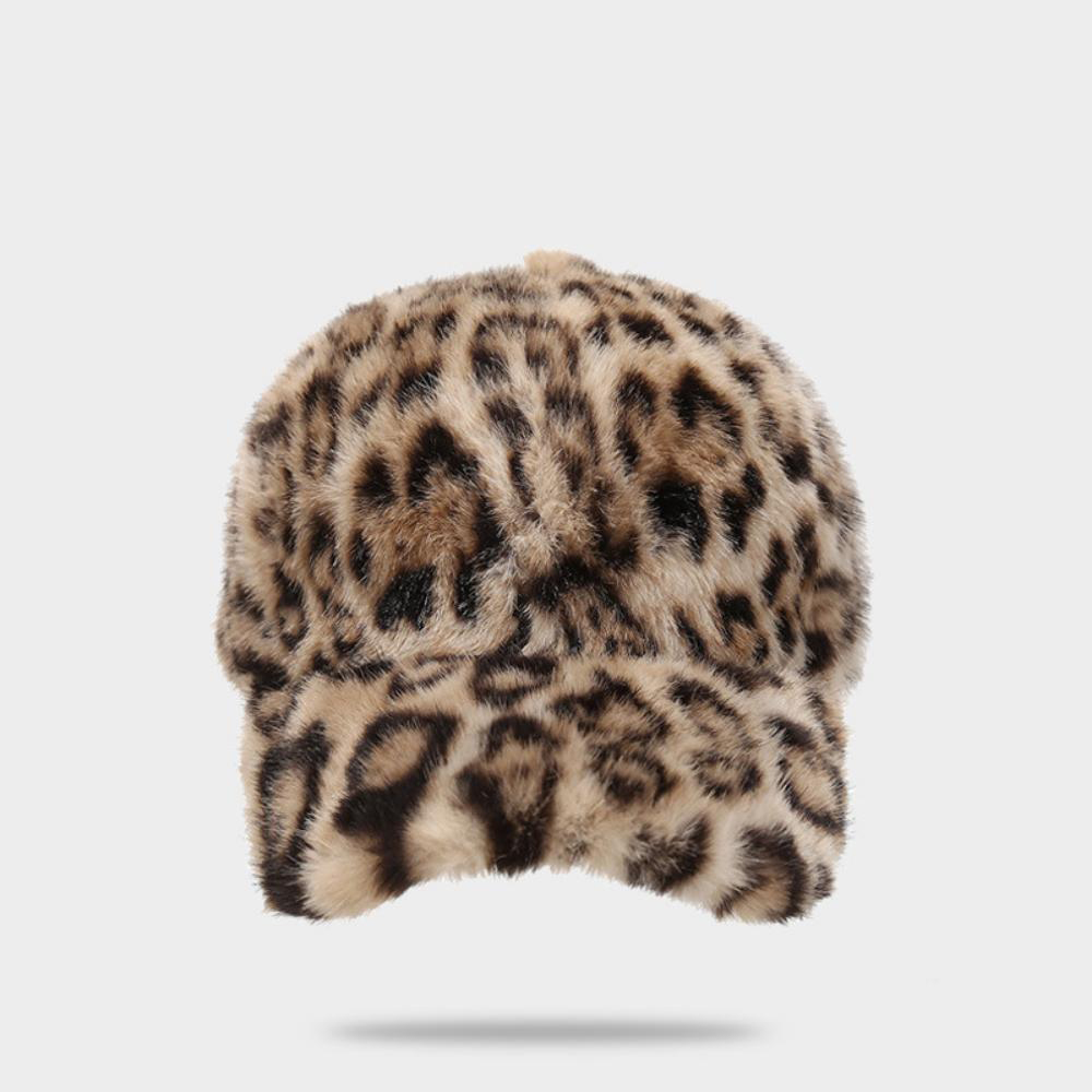 Fashionable Retro Plush Leopard Print Warm Baseball Cap In Korean Style. Stylish And Versatile, Perfect For Outdoor Wear. Duckbill Hat photo 2