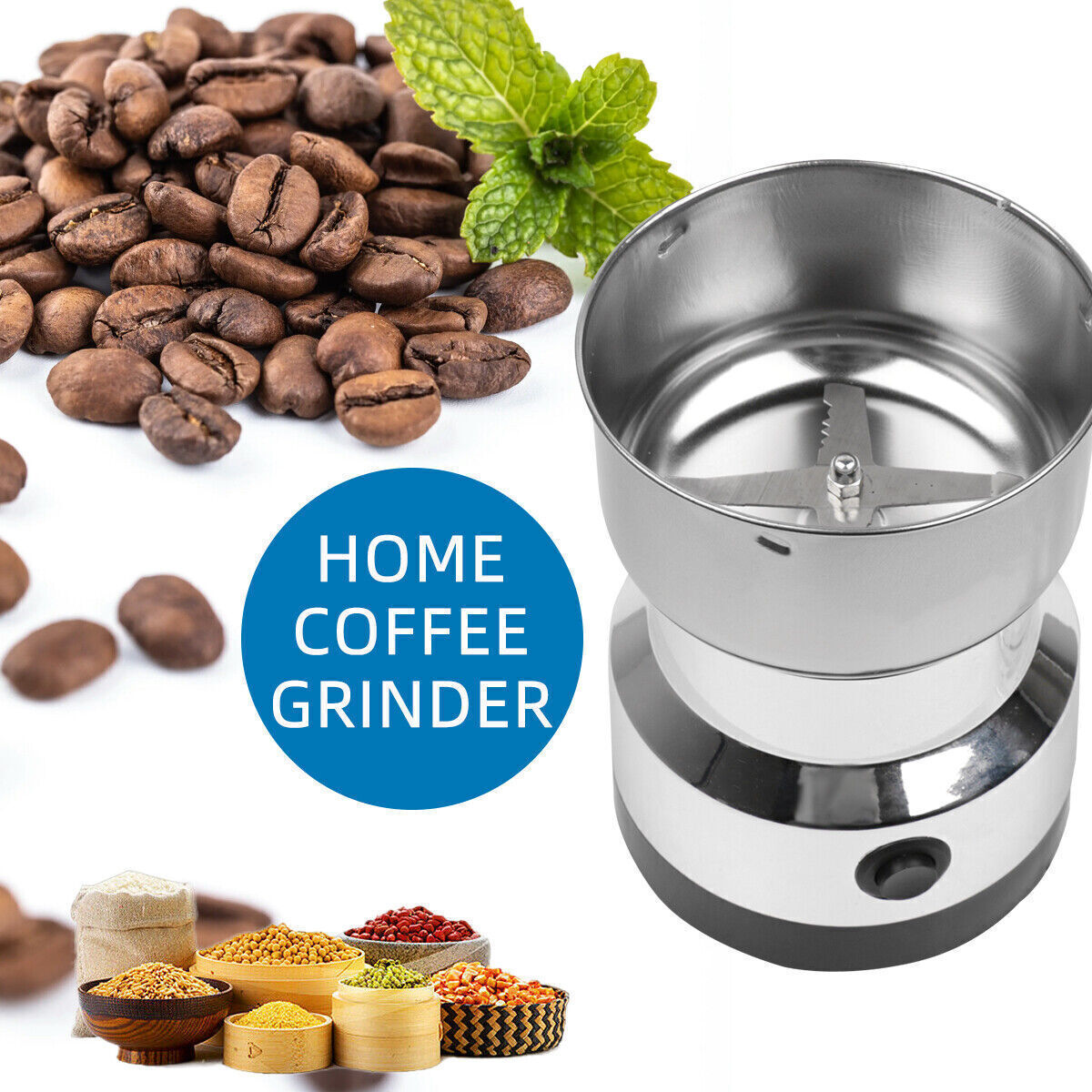 Electric Coffee Grinder Grinding Milling Nut Bean Spice Matte Blade Blender UK photo 3