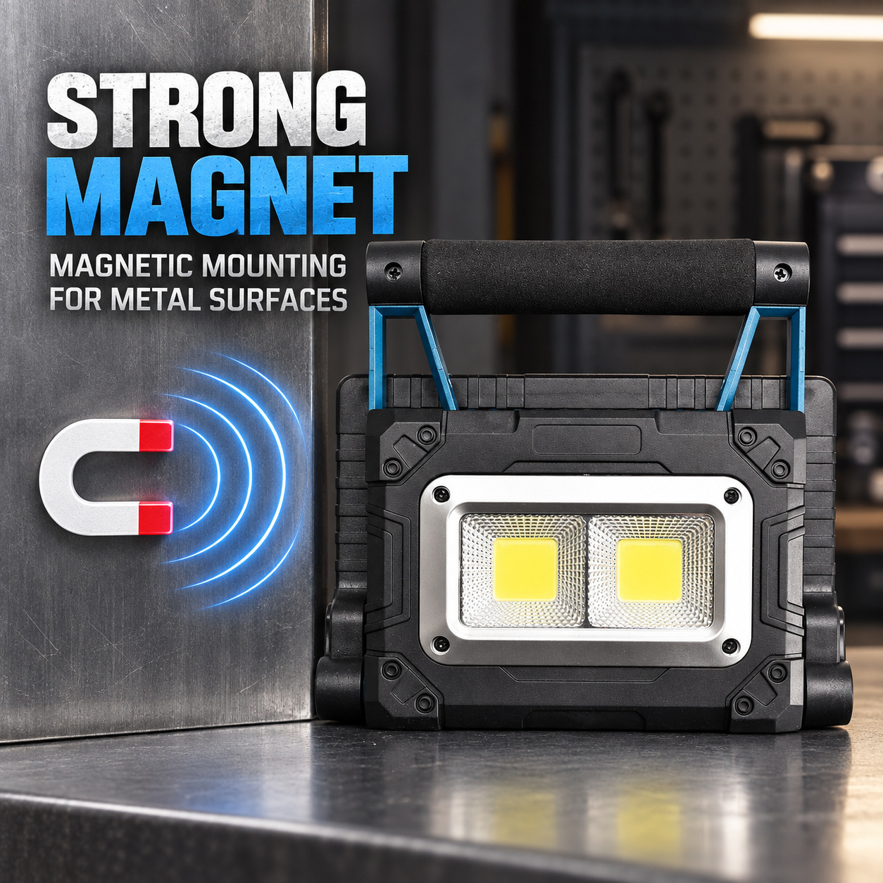 Solar Powered Rechargeable Magnetic Battery Display LED Flood Light W875 2 3600mAh 30W Work Lamp photo 3