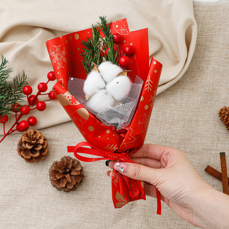 Handmade Pipe Cleaner Christmas Mini Bouquet Santa Snowman Xmas Ornaments Finished Table Decorations For Gift Box Matching Christmas Eve Home Decor photo 2