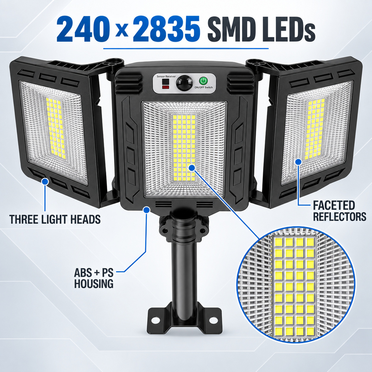 Solar Powered Rechargeable Motion Sensor LED Work Light 3000mAh For Auto W785 1 5 5W photo 8