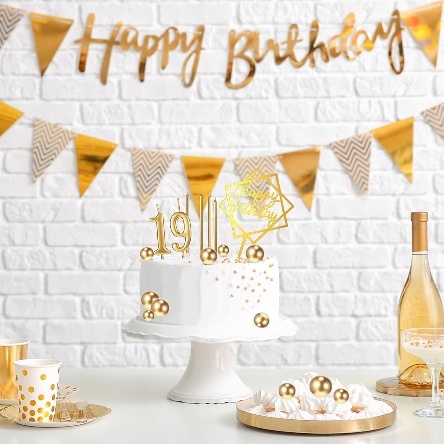 Gold Birthday Cake Toppers 34 Units, Birthday Candles And DIY Cake Decorations For Men, Women, Anniversaries And Parties photo 4