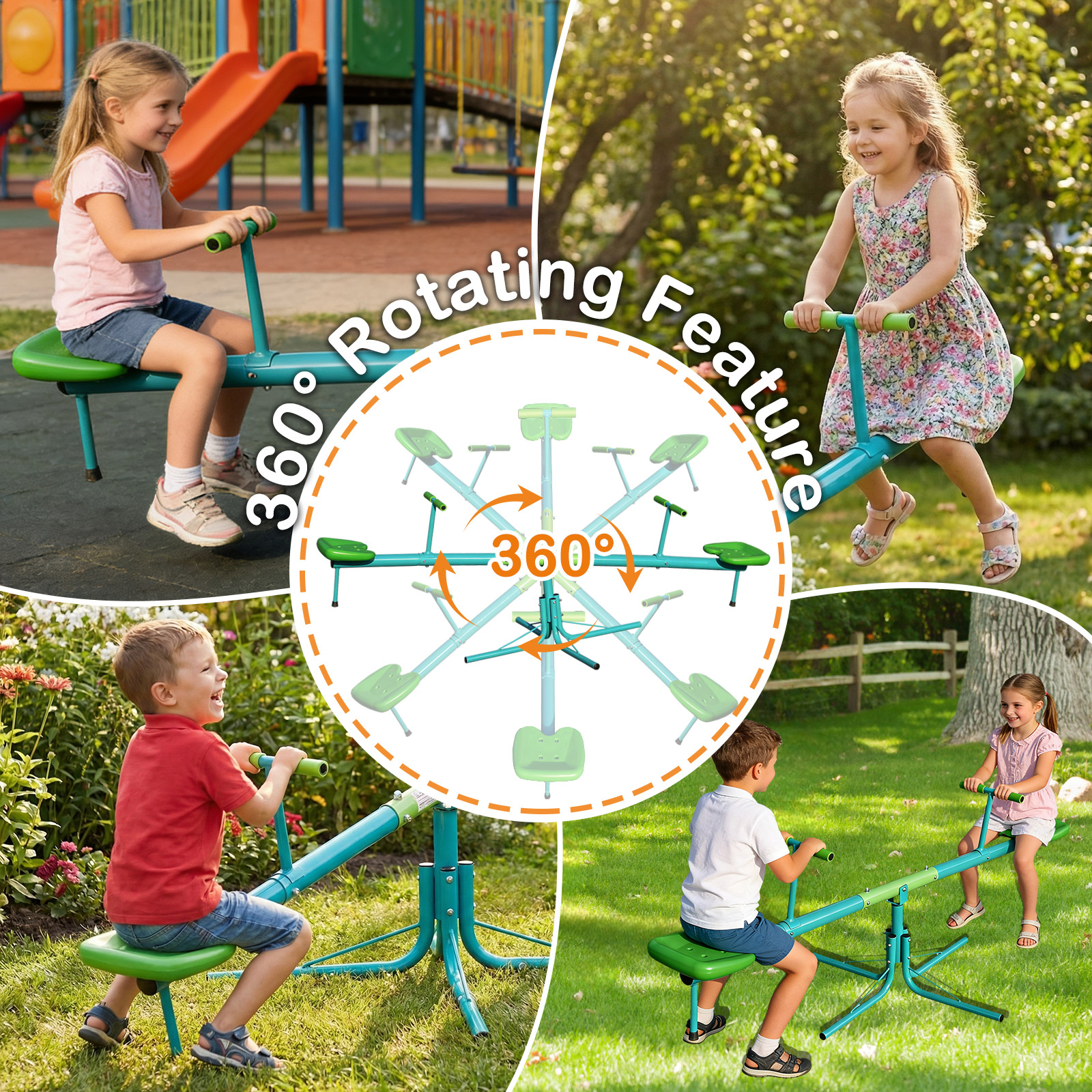 Stilt Board, 360 Degree Rotating Toddler Sitting And Wobbling On A Rotating Seesaw, Backyard Playground For Children's Outdoor Play Equipment photo 4