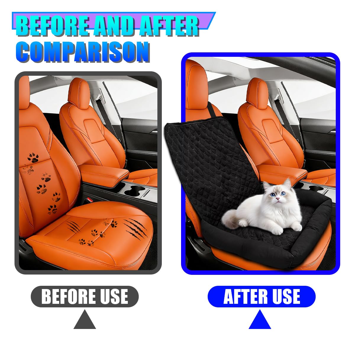 Dog Car Seat For Small Medium Dogs, Pet Front Seat Protector, Black Waterproof & Scratch-Proof Dog Car Seat Cover Booster Sofa, Non-Slip Portable Travel Safety Pet Carrier Bed For Car Truck SUV photo 7