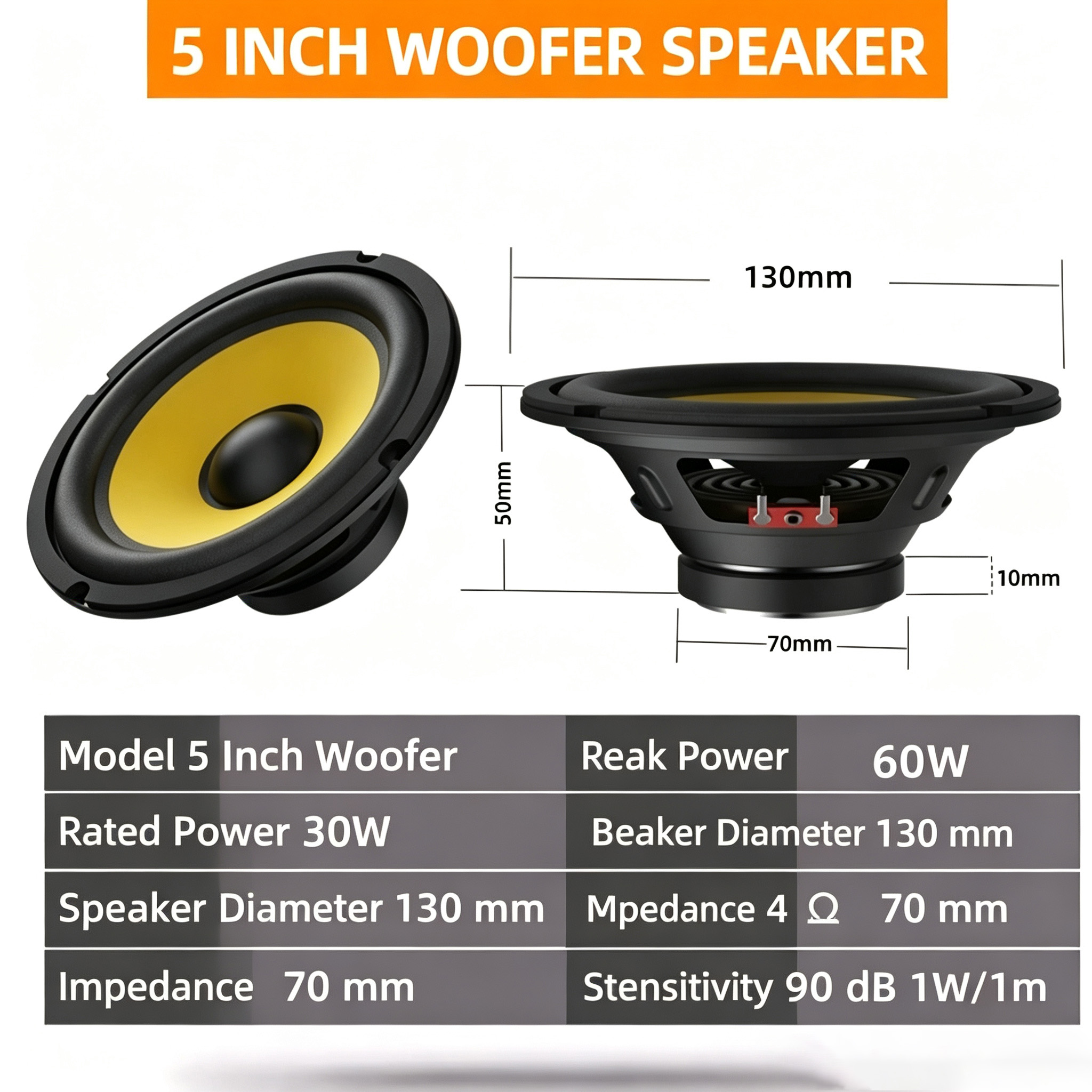 4 5 6.5 8 10 12 Inch Car Subwoofer Speaker  Heavy Bass Audio Loudspeaker For Car Stereo Modification photo 6