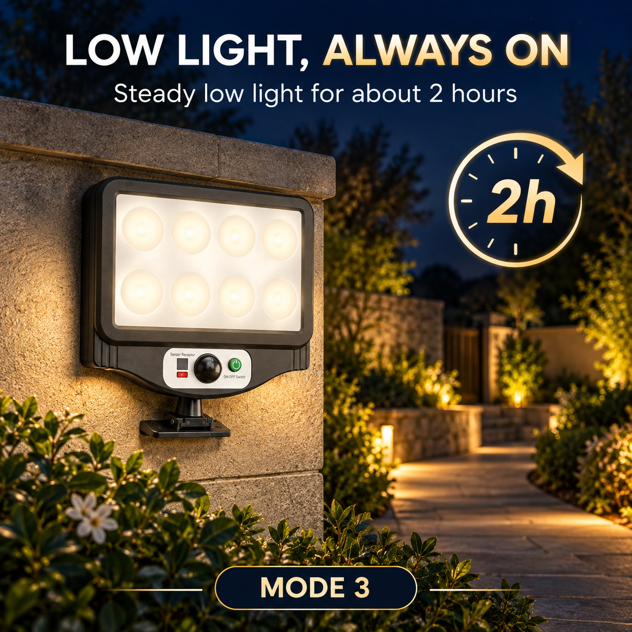 Solar Powered Rechargeable Motion Sensor LED Work Light 1500mAh For Auto W780 8 2 Hour photo 5