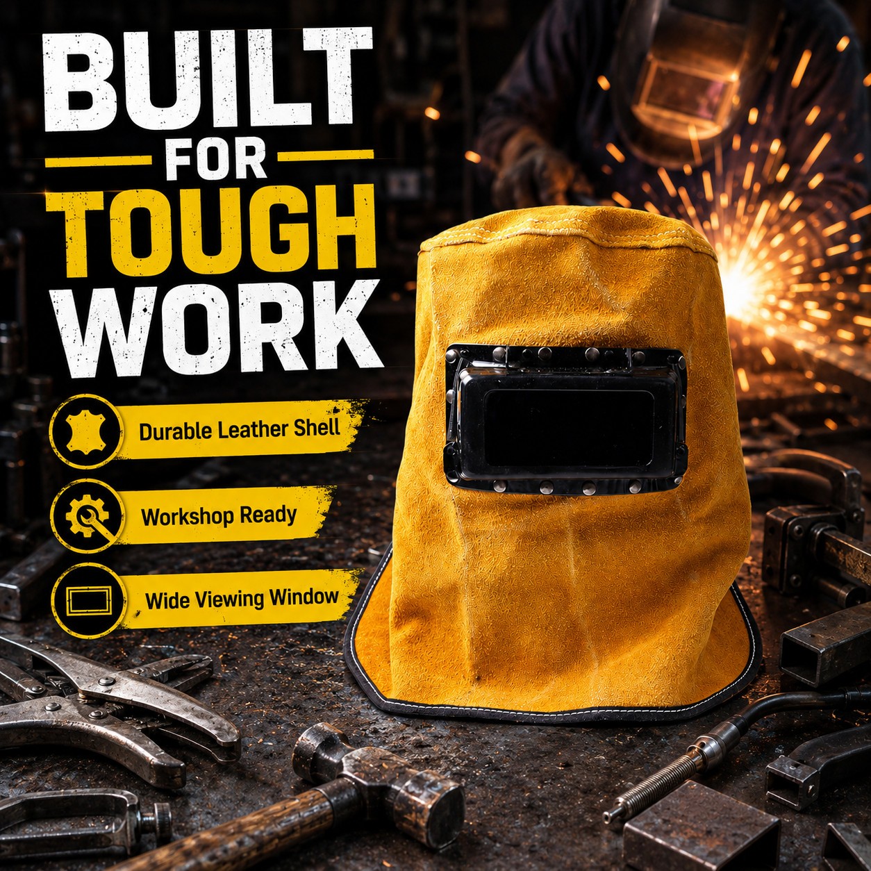Welding Mask Helmet With Lens Leather Hood Sweat Absorbent Welder Work Hat Gear photo 7