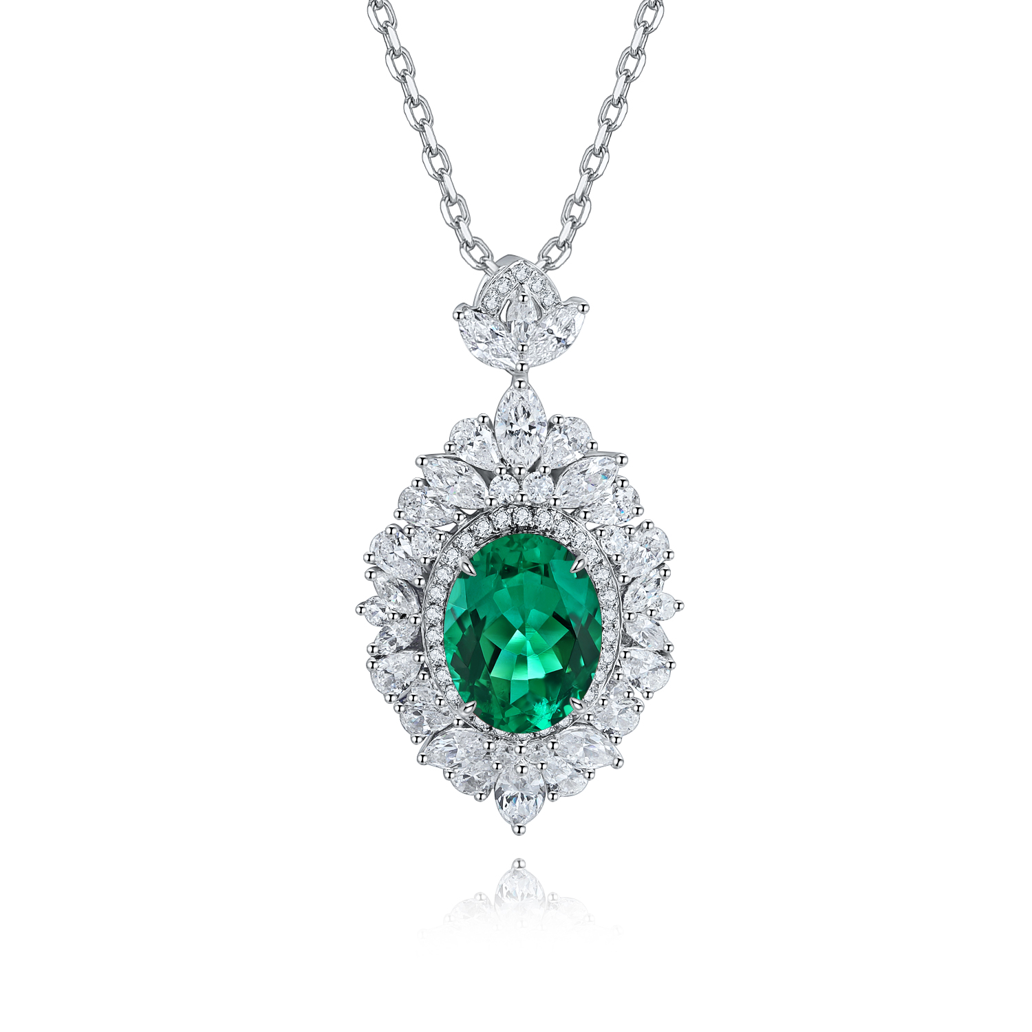 S925 Silver 4.3g Lab-Created Gemstone Necklace, 7.5x10mm Multi-Color, 40&5cm photo 8