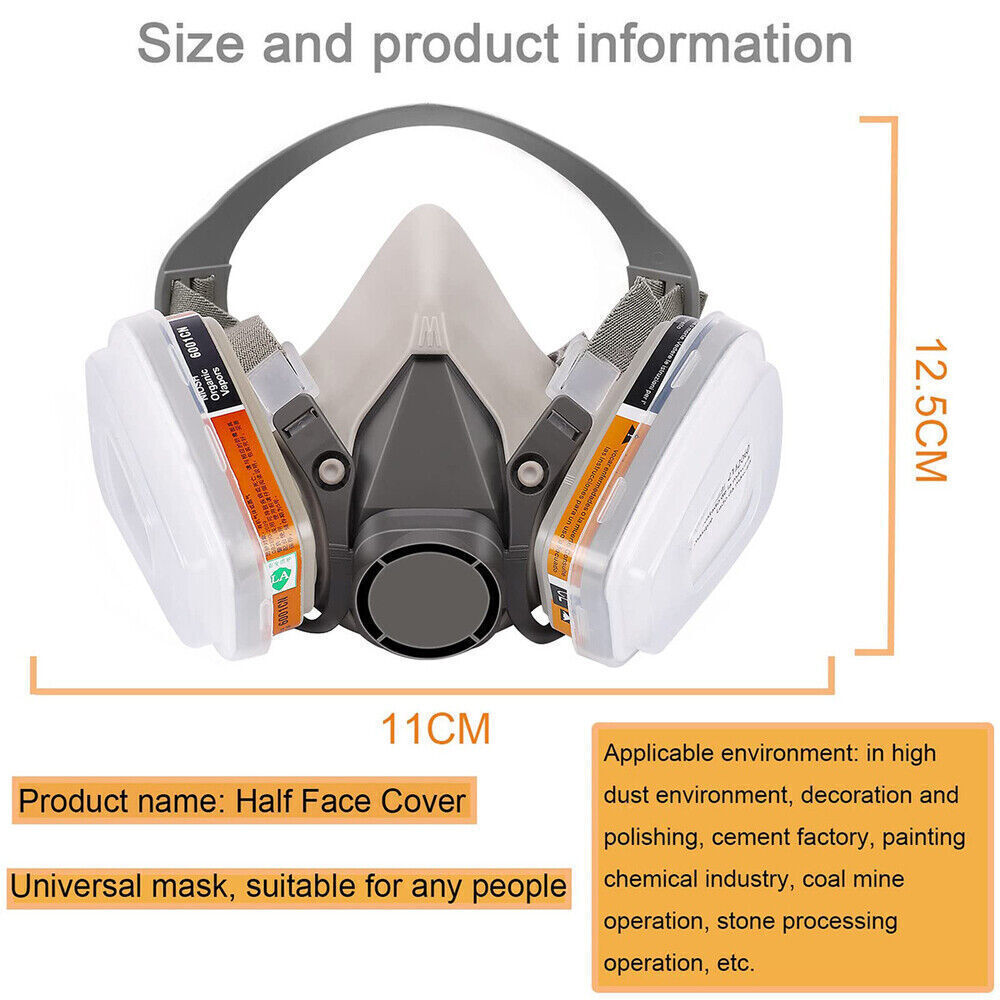 17 In 1 Full Face Mask 6200 Gas Mask Facepiece Spray Respirator Filter Chemical photo 7