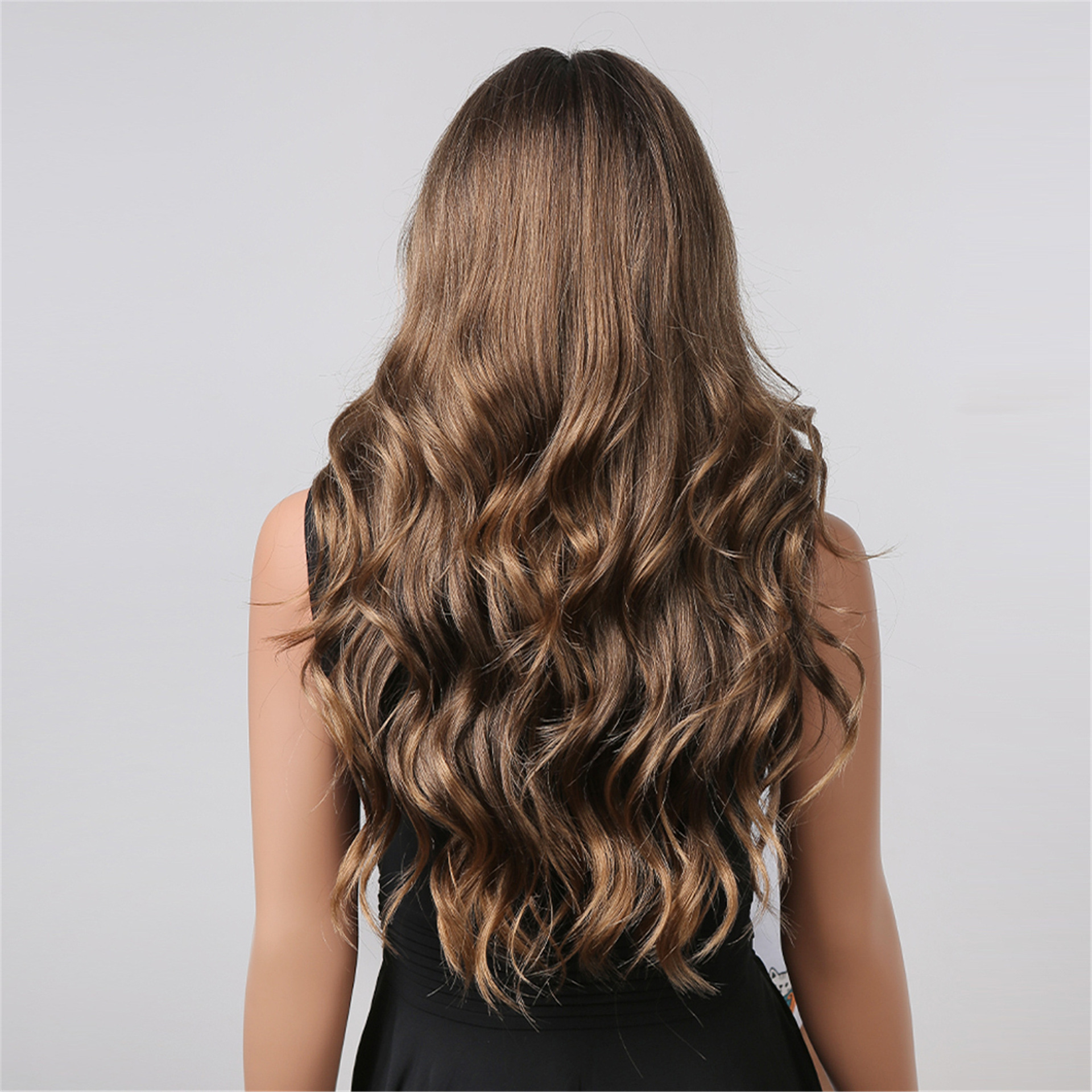 Brown Long Curly Hair European And American Wig photo 3