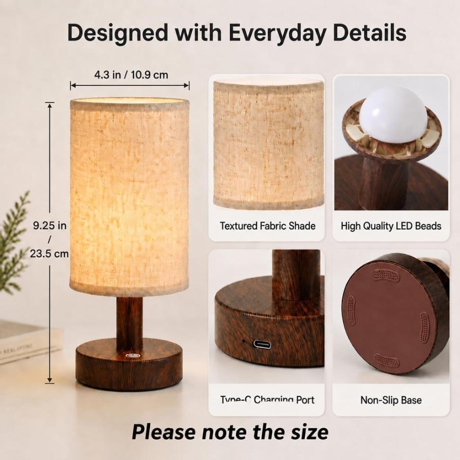 Mini Cordless Bedside Lamp, Touch Rechargeable LED Night Light photo 3