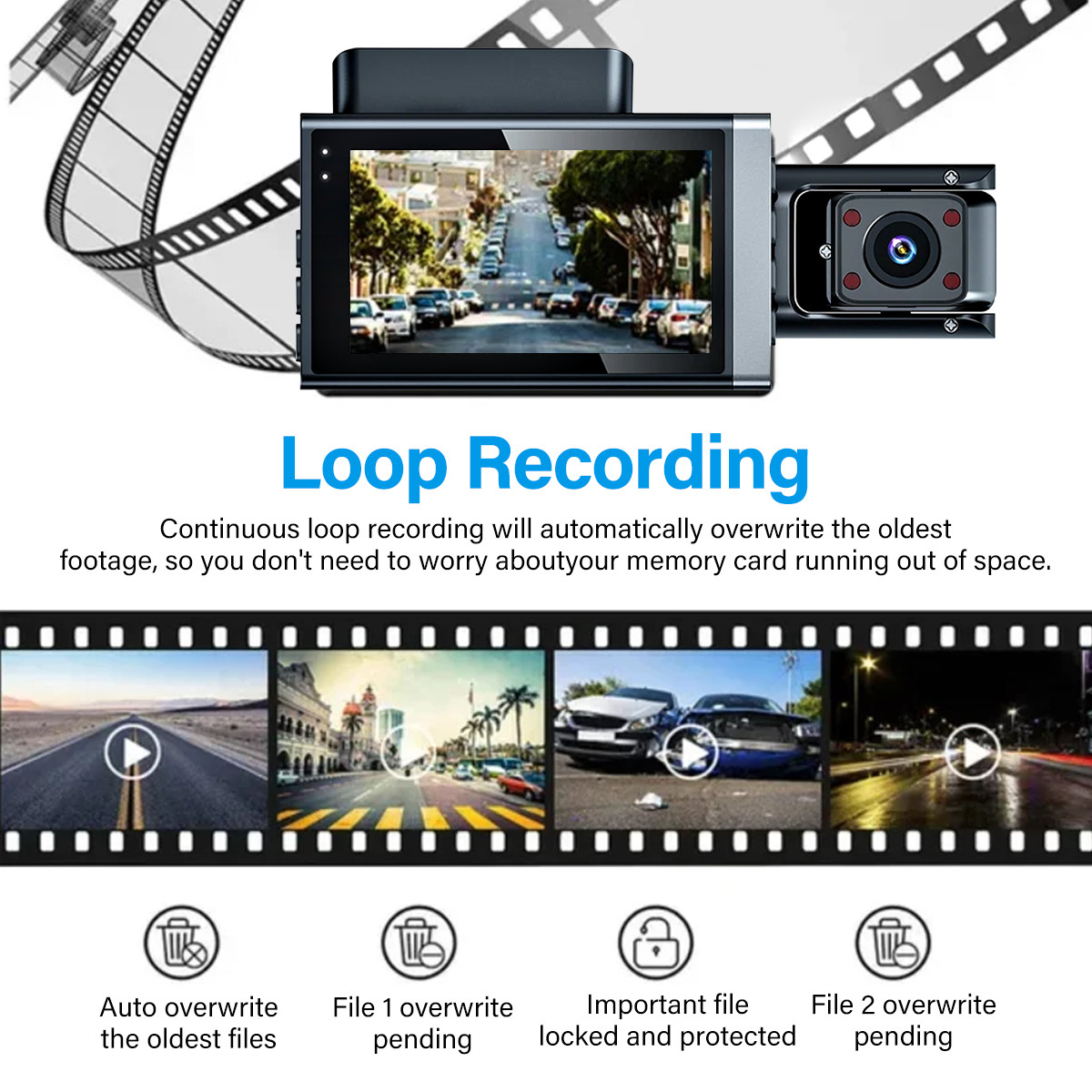 1296P HD Wifi Dash Cam Pro Car Camera Recorder 3-Lens Front Rear Night Vision UK photo 6