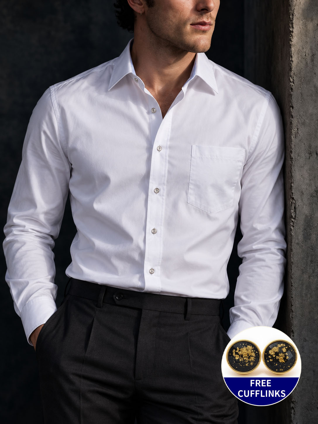 Men's Classic French Cuff Dress Shirt - Elegant Business Formal - Free Cufflinks Included photo 2