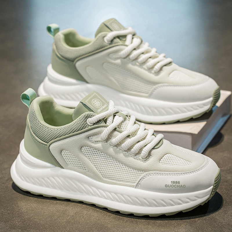 Men's New Spring Breathable Hollow Mesh Sneakers, Versatile Height Increasing Running Athletic Trendy Shoes For Teenagers photo 3