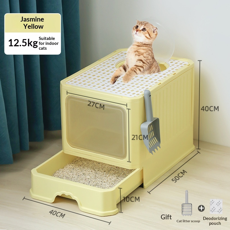Extra-large Fully Enclosed Drawer-Type Foldable Cat Litter Box photo 7