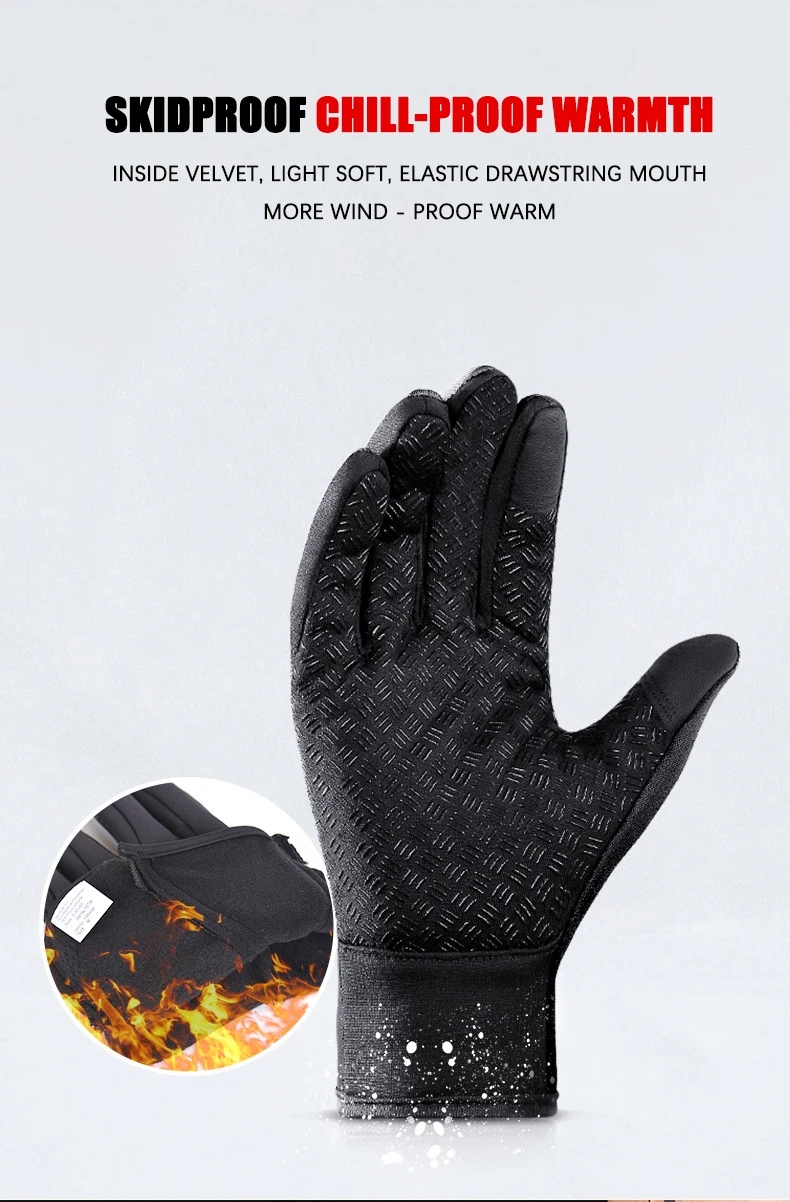 1 Pair Winter Touchscreen Gloves For Men Women, Windproof Anti-Slip Full Finger Gloves, Fleece Lined Waterproof Gloves For Cycling Motorcycle Hiking Skiing Outdoor Sports photo 7