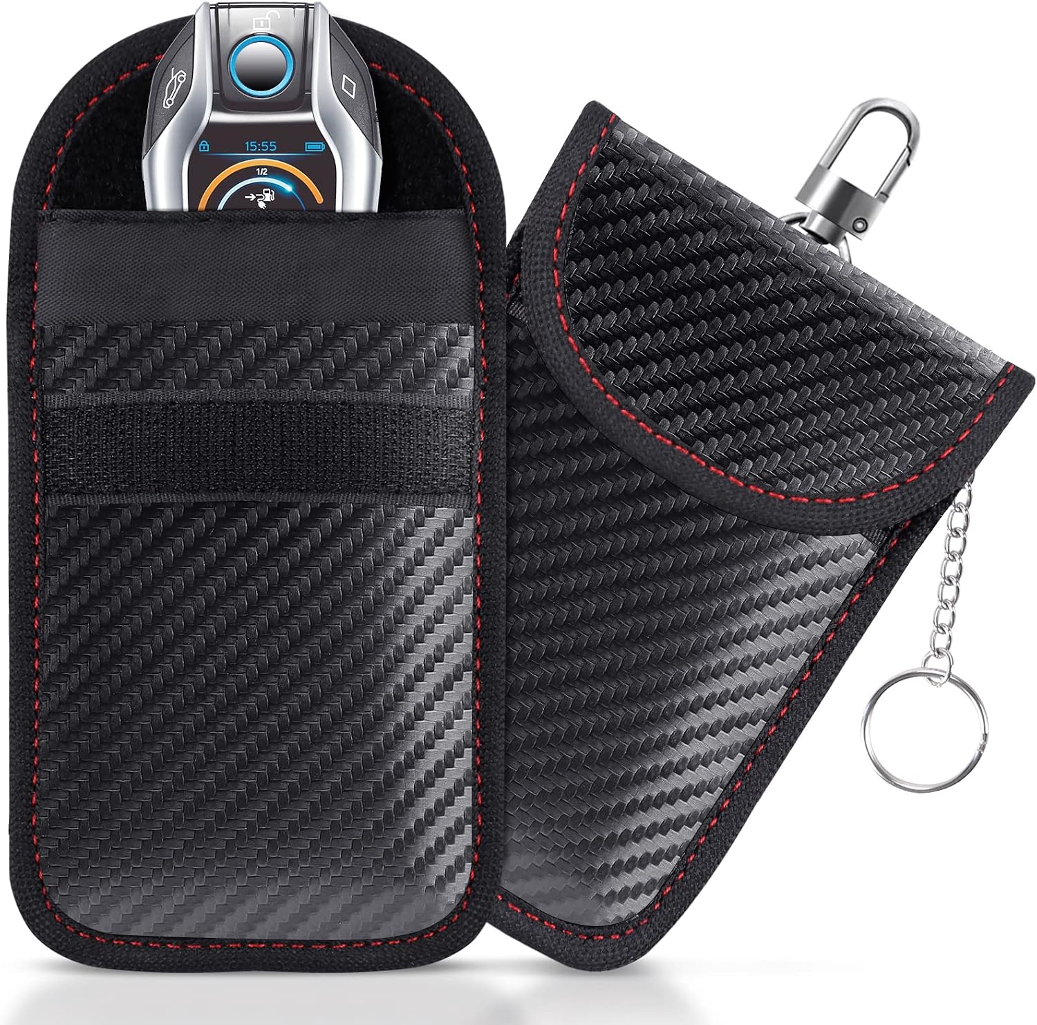 Faraday Key Fob Pouches 2 Pack, RFID Signal Blocking Bags For Car Keys, Remote Protectors And Keyless Entry photo 1
