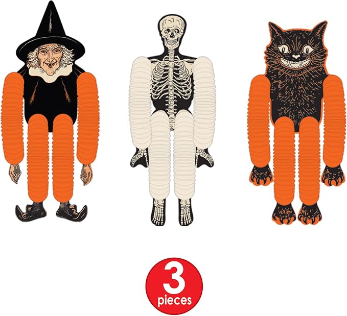 Vintage Halloween Tissue Dancers Multicolor Hanging Decorations For Spooky Party Decor photo 2