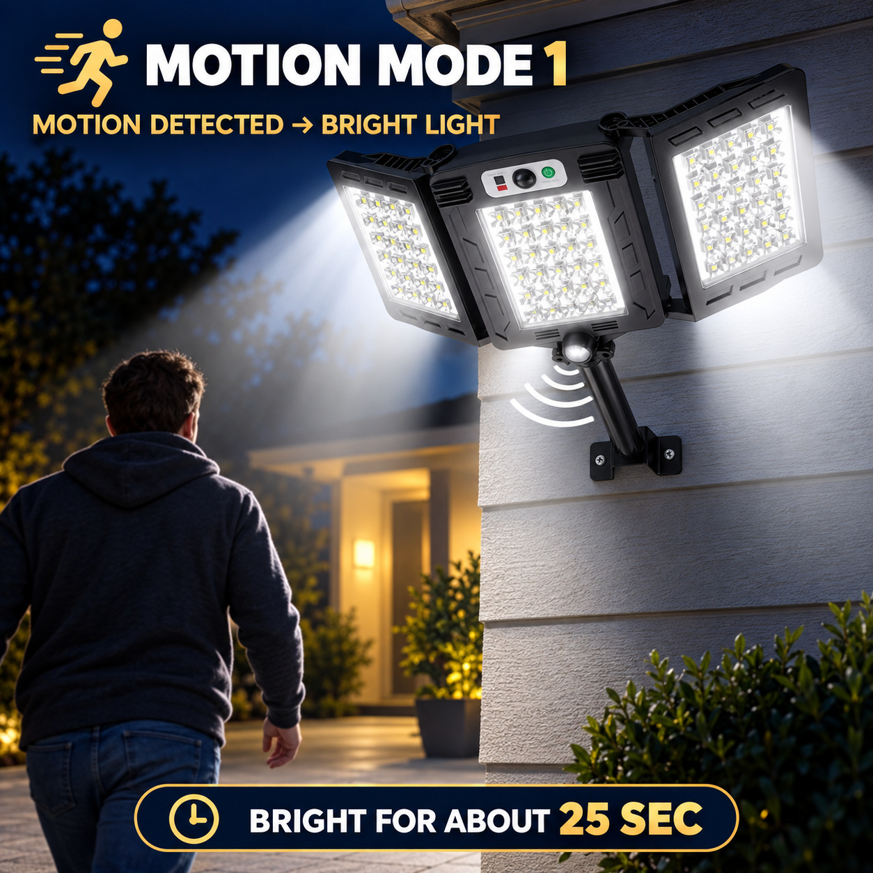 Solar Powered Rechargeable Motion Sensor LED Work Light 3000mAh For Auto W785 7 5 5W photo 7