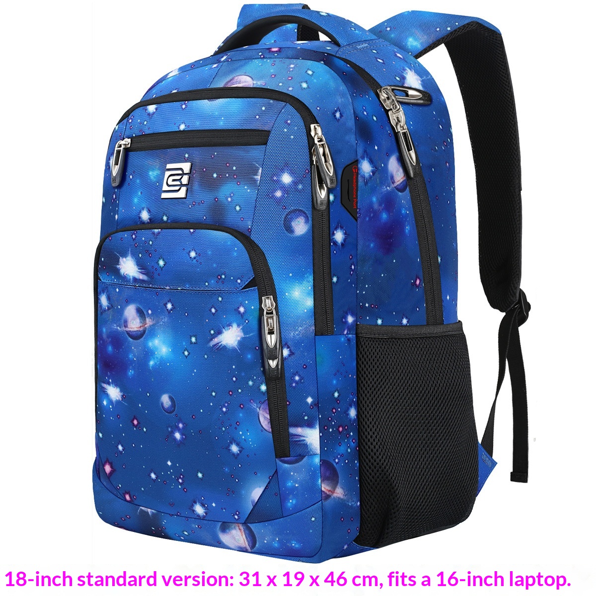 BC Men's Business Backpack Oxford Cloth Waterproof 16 Inch Large Capacity Multifunctional Computer Backpack Student Backpack Women's Blue Planet photo 1