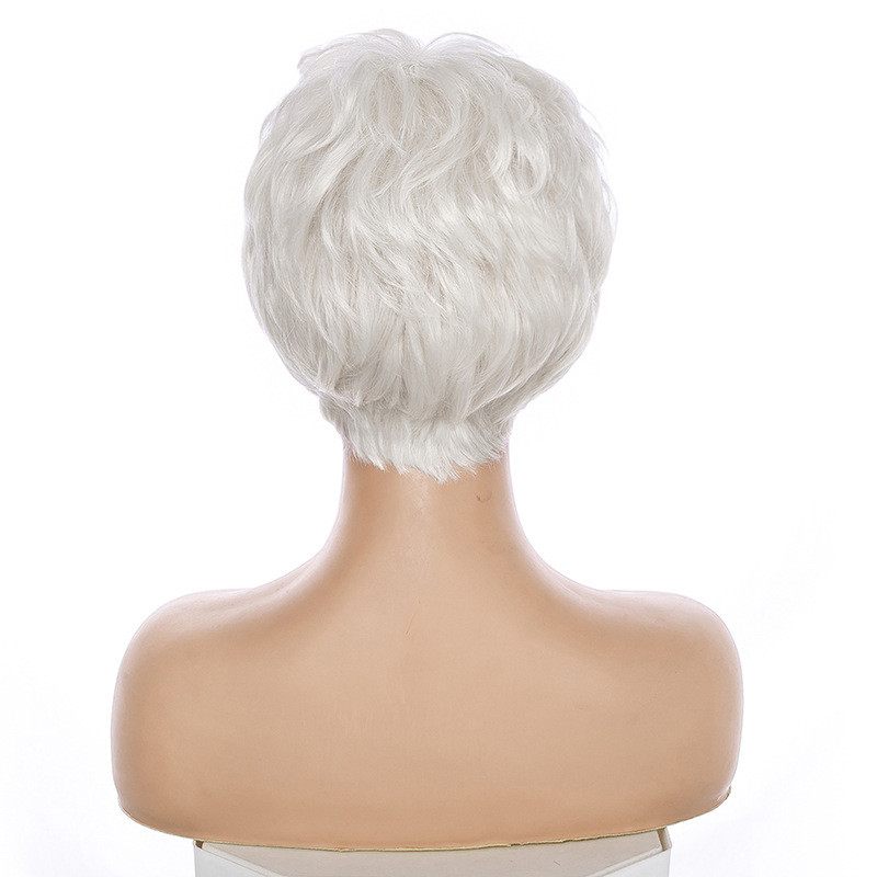 Chemical Fiber High Temperature Silk Pure White Grandma Wig photo 3