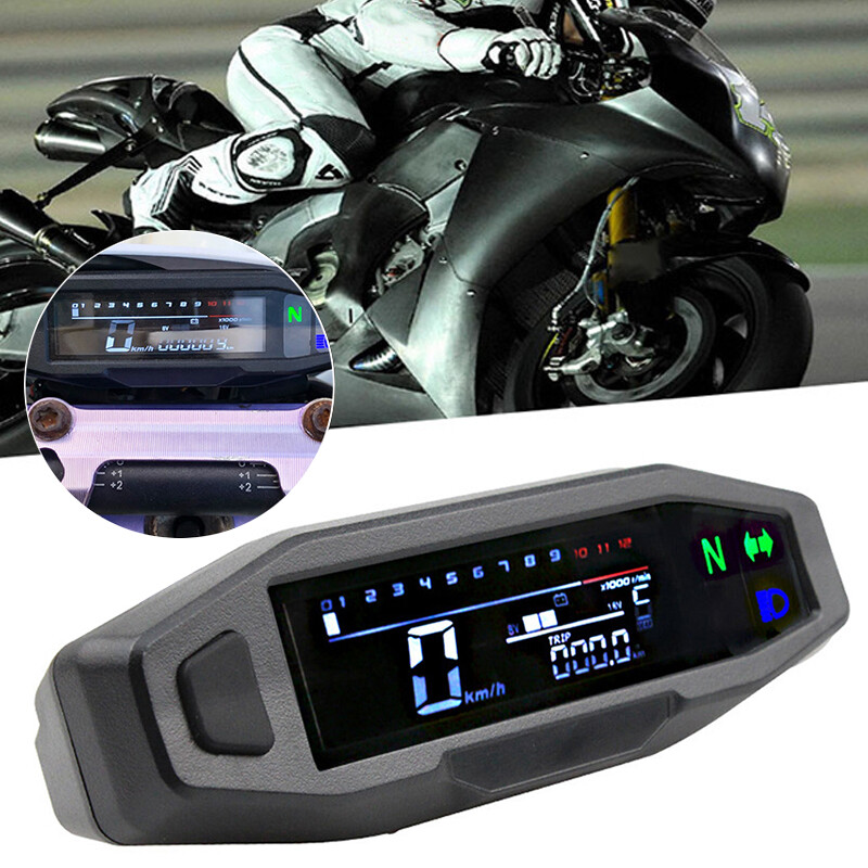 Universal Motorcycle LCD Digital Speedometer Odometer Tachometer Gauge Sensor photo 6