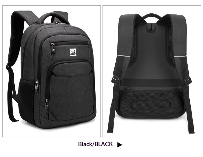 BC Men's Business Backpack Oxford Cloth Waterproof 16 Inch Large Capacity Multifunctional Computer Backpack Student Backpack Women's Black Standard Edition16-in photo 7