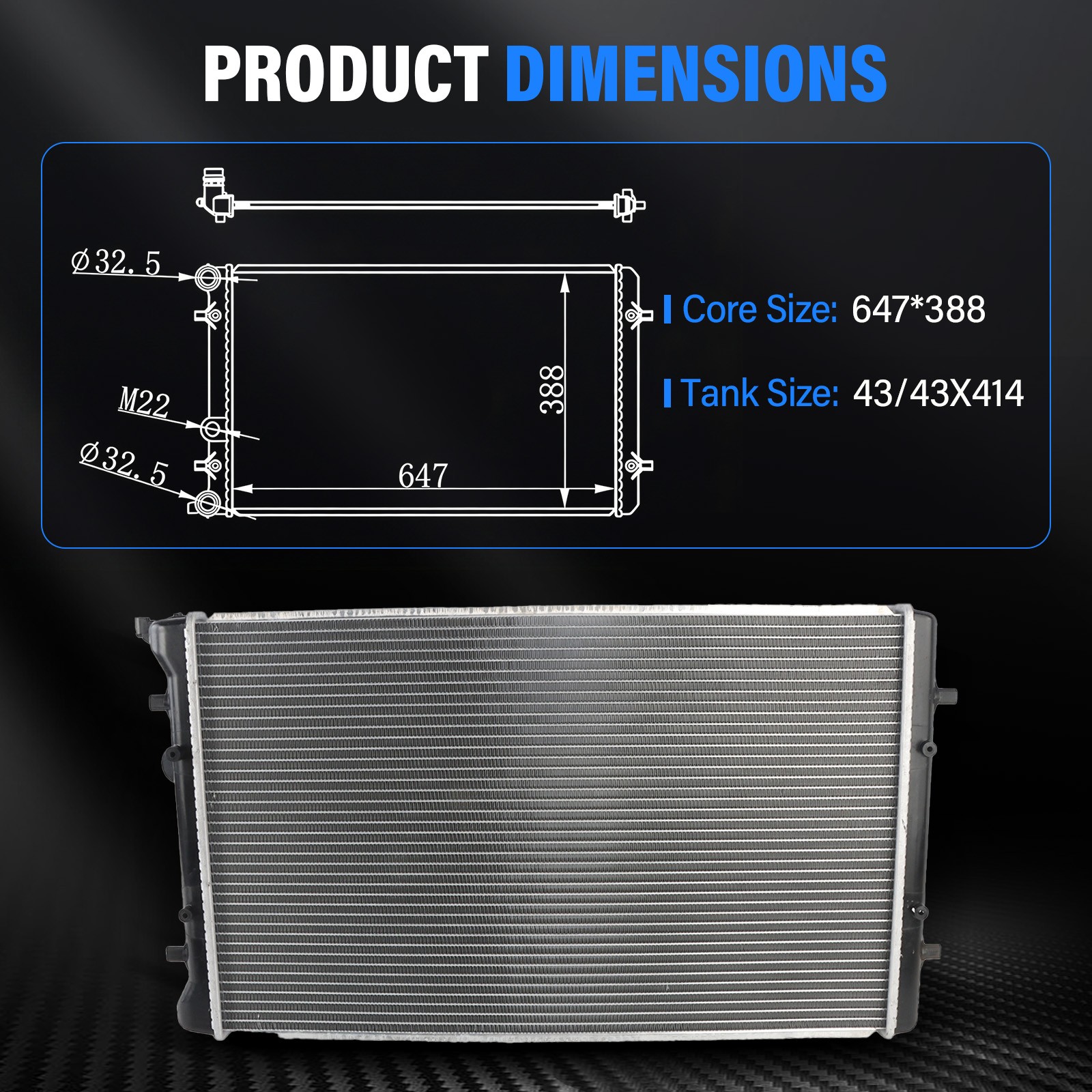 2265 Aluminium Radiator For 1999-2005 -Volkswagen Golf Jetta 2000-2006 -Audi TT photo 2