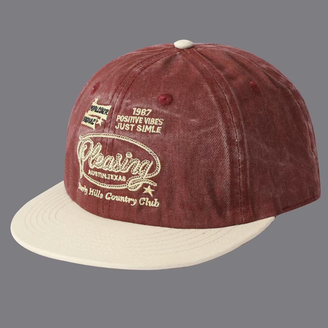 Color-matched Embroidery Letters 1987 Flat-brim Baseball Cap, Suitable For Both Men And Women, Suitable For Daily Work, Commuting To School Or Other Outings. photo 3