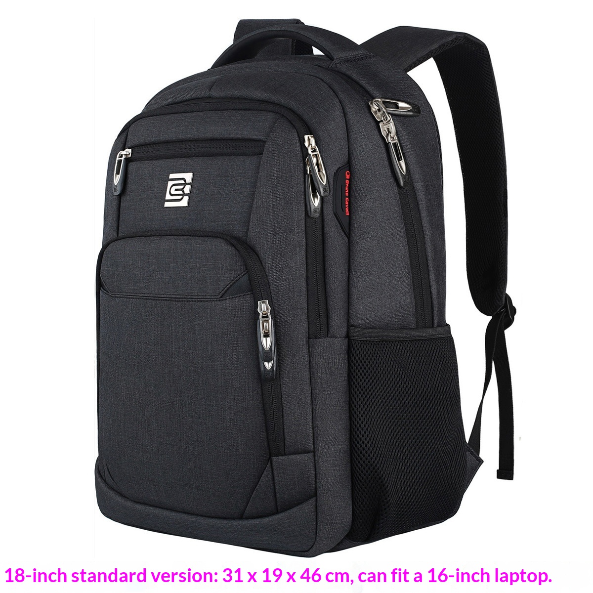 BC Men's Business Backpack Oxford Cloth Waterproof 16 Inch Large Capacity Multifunctional Computer Backpack Student Backpack Women's Black Standard Edition16-in photo 1