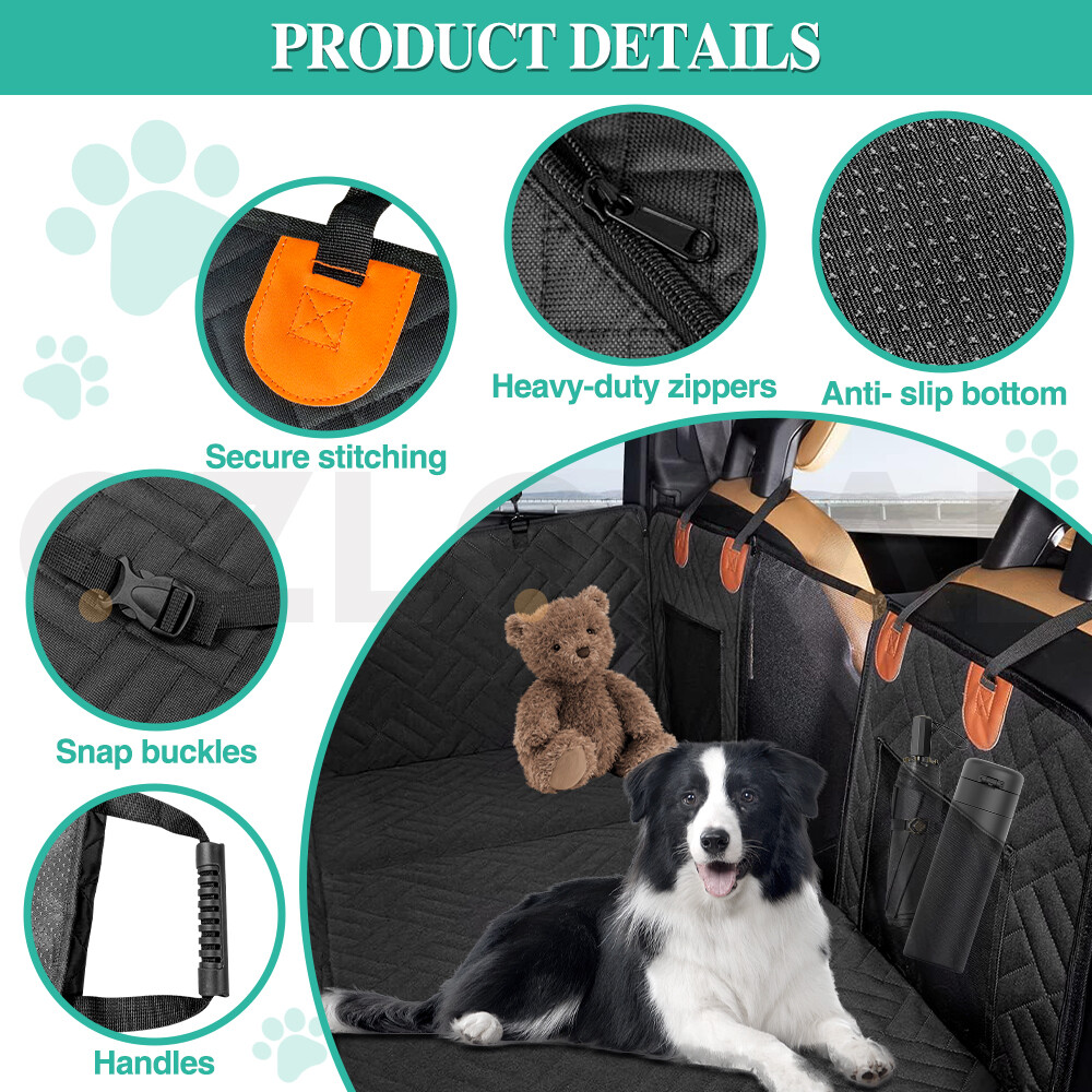Hard Bottom Large Car Back Seat Mat Extender Protector Hammock For Dogs Black photo 3