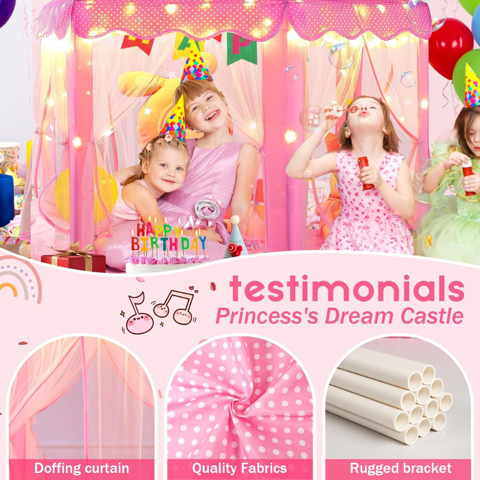 Princess Tent Girls Large Playhouse Kids Castle Play Tent With Star Lights Toy For Children Indoor And Outdoor Games, 55 X 53 In photo 4