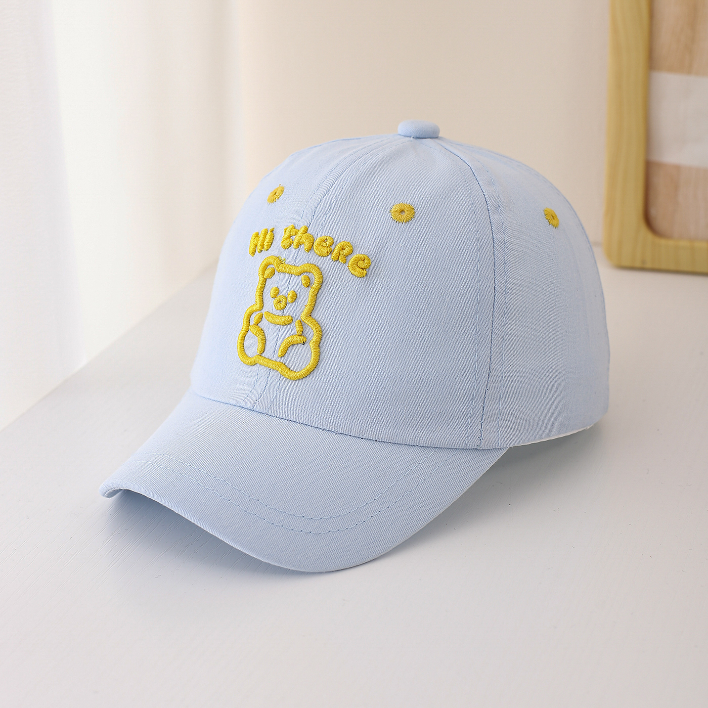 Children's Single-color Cartoon Teddy Bear Letter Embroidery Adjustable Fashionable And Simple Baseball Cap, Suitable For Traveling And Shopping Outside. photo 2