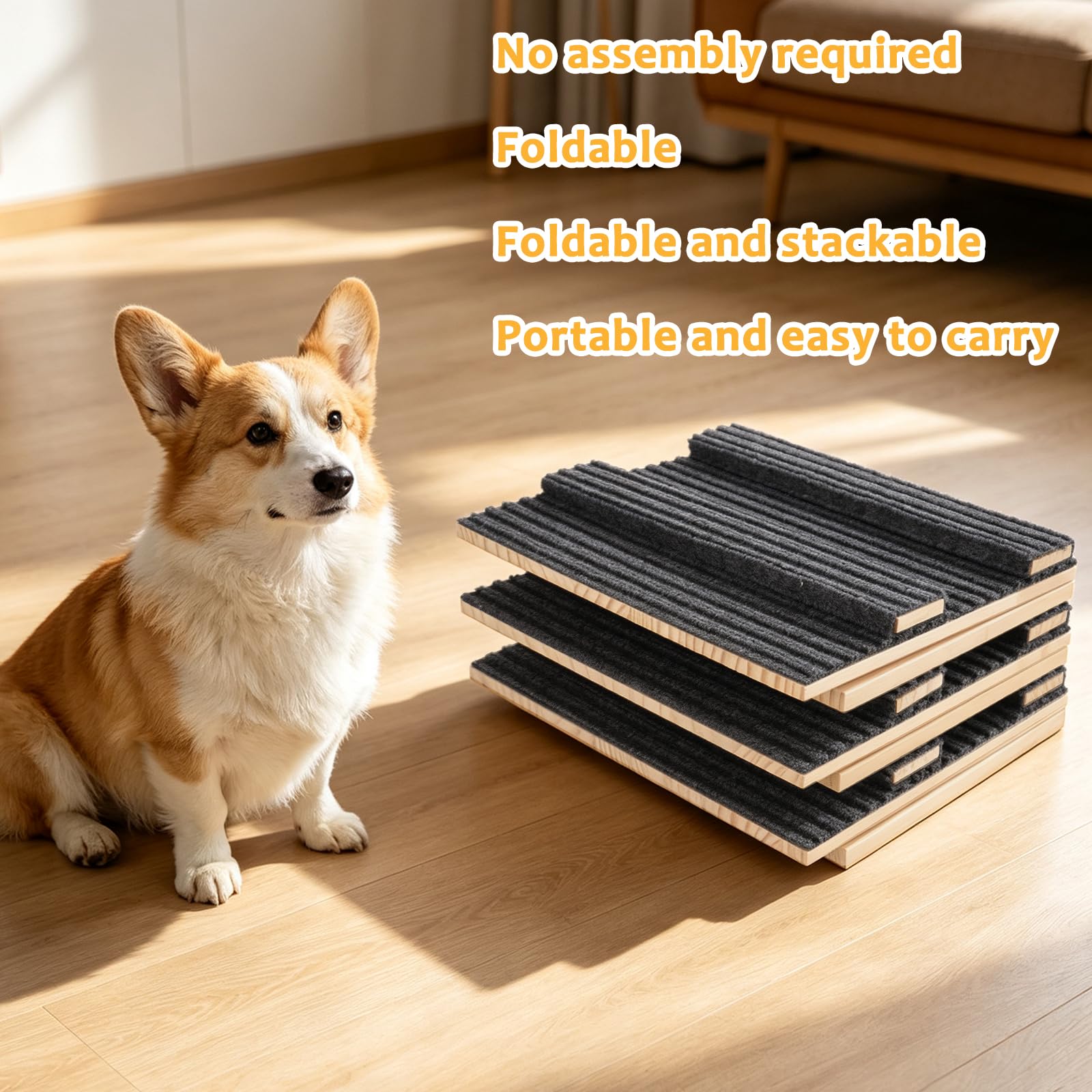 Adjustable Dog Ramp For Stairs With Traction Bars, Portable Pet Ramp For Small Dogs And Cats, Indoor Outdoor Mobility Support photo 4